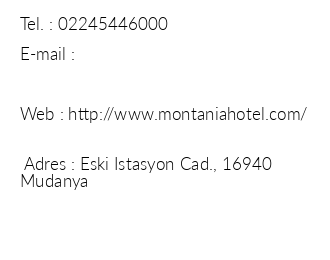 Montania Town Hotel iletiim bilgileri
